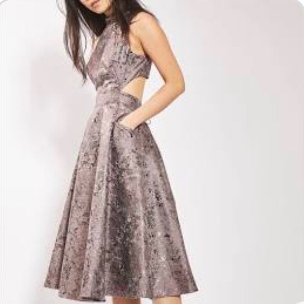 Topshop Metallic Jacquard Dress